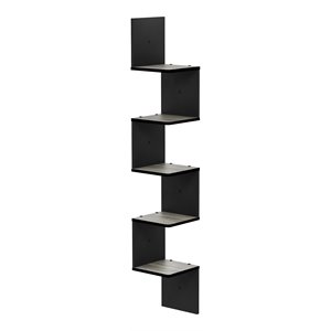 Furinno ROSSI Wood Wall Mount Floating Corner Square Shelf in Espresso