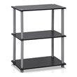 Furinno TURN-N-TUBE Wood 3-Tier Compact Shelf Display Rack in Black/Gray