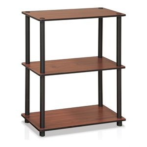 Furinno TURN-N-TUBE Wood 3-Tier Compact Shelf Display Rack in Dark Cherry/Black