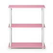 Furinno TURN-N-TUBE Wood 3-Tier Compact Shelf Display Rack in Pink/White