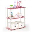 Furinno TURN-N-TUBE Wood 3-Tier Compact Shelf Display Rack in Pink/White