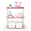 Furinno TURN-N-TUBE Wood 3-Tier Compact Shelf Display Rack in Pink/White