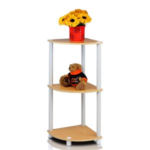 Furinno TURN-N-TUBE Wood 3-Tier Corner Display Rack in Beech/Natural
