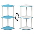 Furinno TURN-N-TUBE Wood 3-Tier Corner Display Rack in Light Blue/White