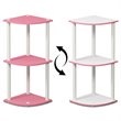 Furinno TURN-N-TUBE Wood 3-Tier Reversible Corner Display Rack in Pink/White
