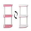 Furinno TURN-N-TUBE Wood 3-Tier Reversible Corner Display Rack in Pink/White