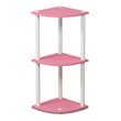 Furinno TURN-N-TUBE Wood 3-Tier Reversible Corner Display Rack in Pink/White
