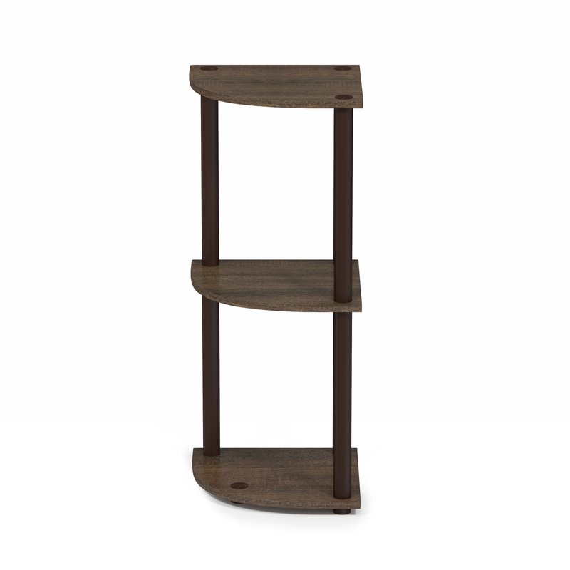 Furinno TURN-N-TUBE Wood 3-Tier Corner Display Rack in Walnut/Brown