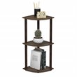 Furinno TURN-N-TUBE Wood 3-Tier Corner Display Rack in Walnut/Brown