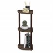 Furinno TURN-N-TUBE Wood 3-Tier Corner Display Rack in Walnut/Brown