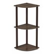 Furinno TURN-N-TUBE Wood 3-Tier Corner Display Rack in Walnut/Brown