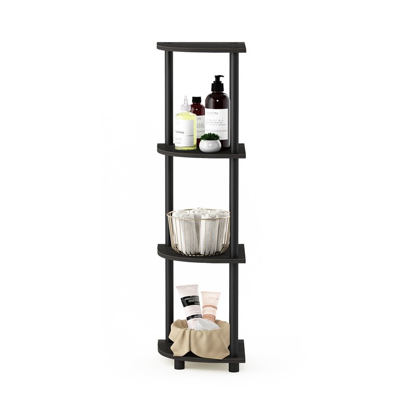 Furinno TURN-N-TUBE Wood 4-Tier Corner Display Rack in Espresso/Black