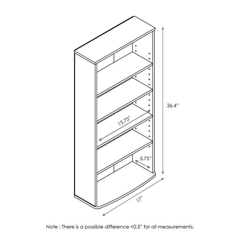 Furinno JAYA Engineered Wood 4-Tier Multimedia Storage Tower in Espresso