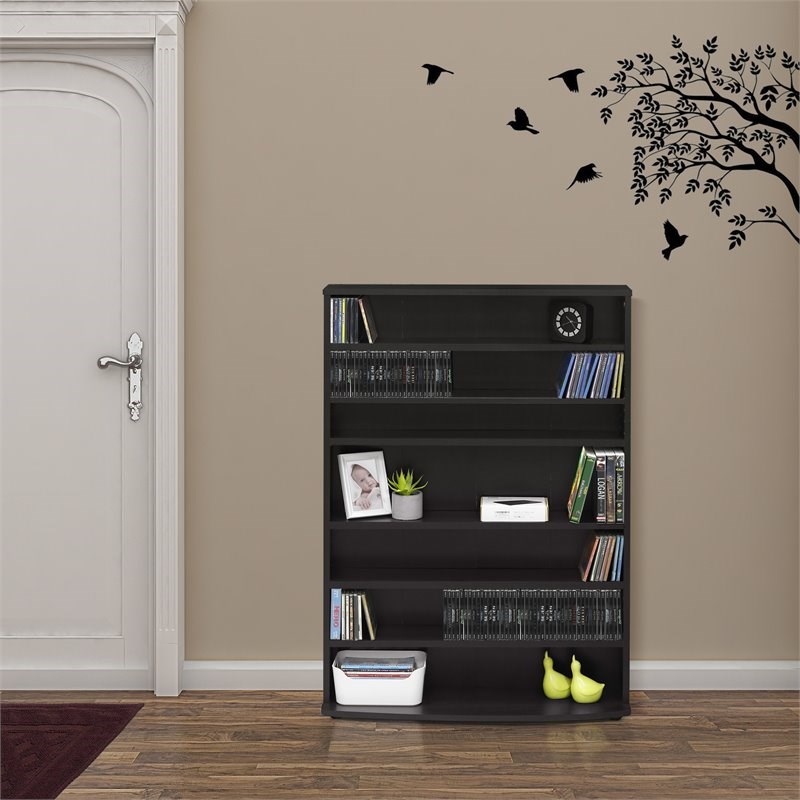 Furinno JAYA Engineered Wood 6-Tier Multimedia Storage Tower in Espresso