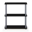 Furinno TURN-S-TUBE Wood 3-Tier Compact Shelf Display Rack in Black/Gray