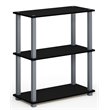 Furinno TURN-S-TUBE Wood 3-Tier Compact Shelf Display Rack in Black/Gray