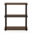 Furinno TURN-S-TUBE Wood 3-Tier Compact Shelf Display Rack in Walnut/Brown