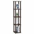 Furinno TURN-S-TUBE Wood 5-Tier Corner Rack Display Shelf in Walnut/Brown