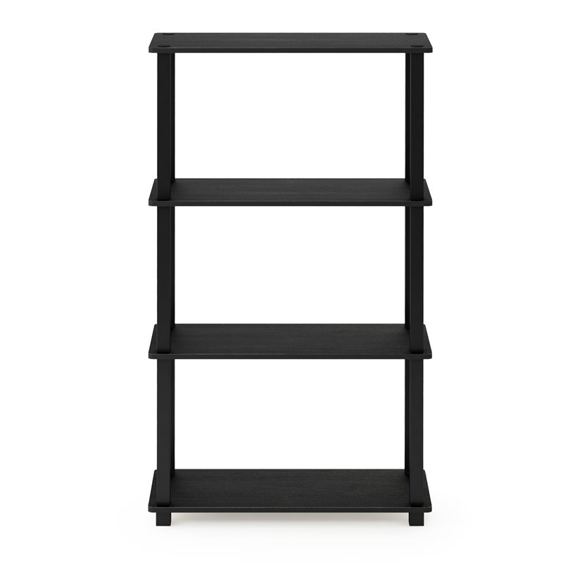 Furinno TURN-S-TUBE Wood 4-Tier Shelf Display Rack in Americano Black
