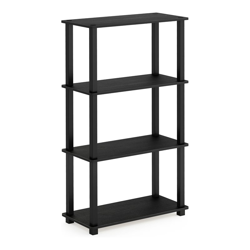 Furinno TURN-S-TUBE Wood 4-Tier Shelf Display Rack in Americano Black