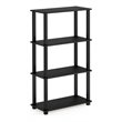 Furinno TURN-S-TUBE Wood 4-Tier Shelf Display Rack in Americano Black