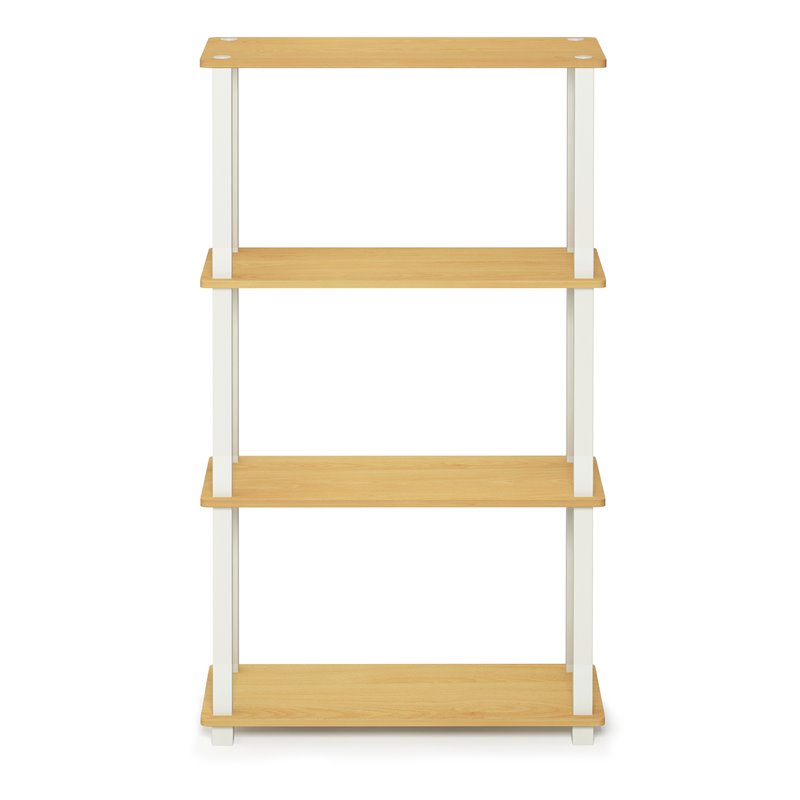 Furinno TURN-S-TUBE Wood 4-Tier Multipurpose Shelf Display Rack in Beech/Natural
