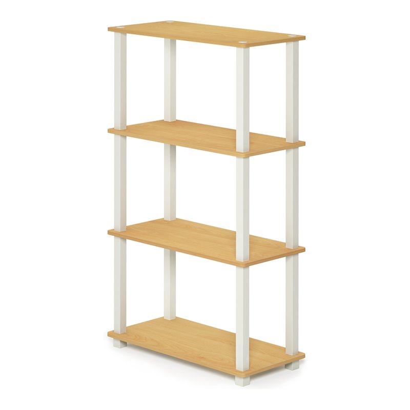 Furinno TURN-S-TUBE Wood 4-Tier Multipurpose Shelf Display Rack in Beech/Natural