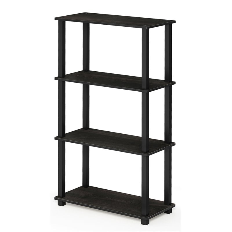 Furinno TURN-S-TUBE Wood 4-Tier Shelf Display Rack in Espresso/Black