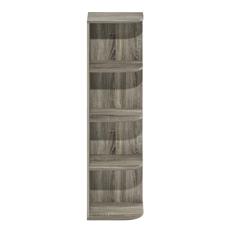 Furinno PASIR 4-Tier Corner Open Shelf Bookcase in French Oak