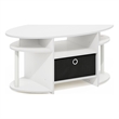 Furinno JAYA Simple Design Oval Coffee Table with Bin in White/White/Black