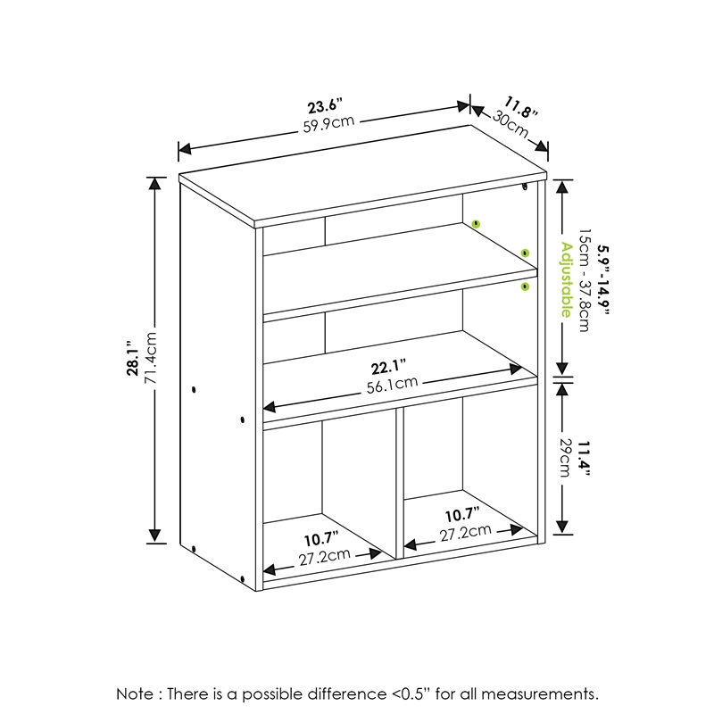 Furinno PASIR 3 Tier Display Bookcase in Black Oak