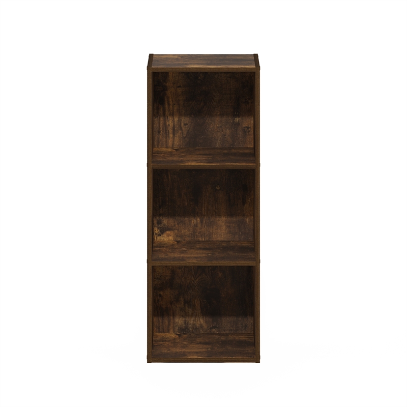 Furinno PASIR 3-Tier No Tool Assembly Open Shelf Bookcase in Amber Pine