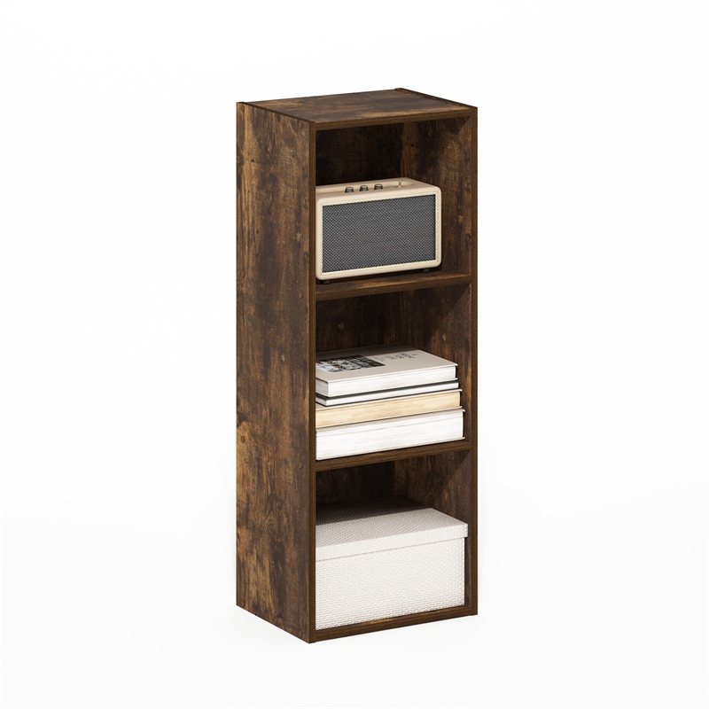 Furinno PASIR 3-Tier No Tool Assembly Open Shelf Bookcase in Amber Pine
