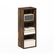 Furinno PASIR 3-Tier No Tool Assembly Open Shelf Bookcase in Amber Pine