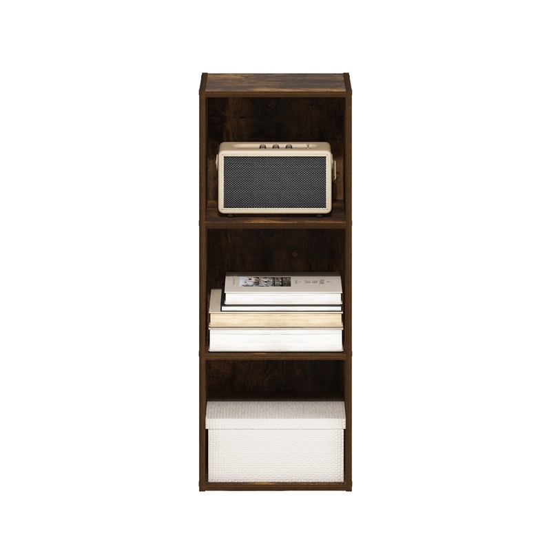 Furinno PASIR 3-Tier No Tool Assembly Open Shelf Bookcase in Amber Pine