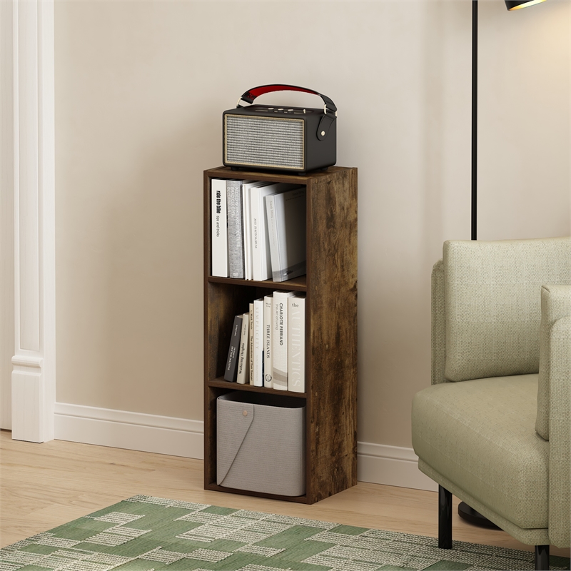 Furinno PASIR 3-Tier No Tool Assembly Open Shelf Bookcase in Amber Pine