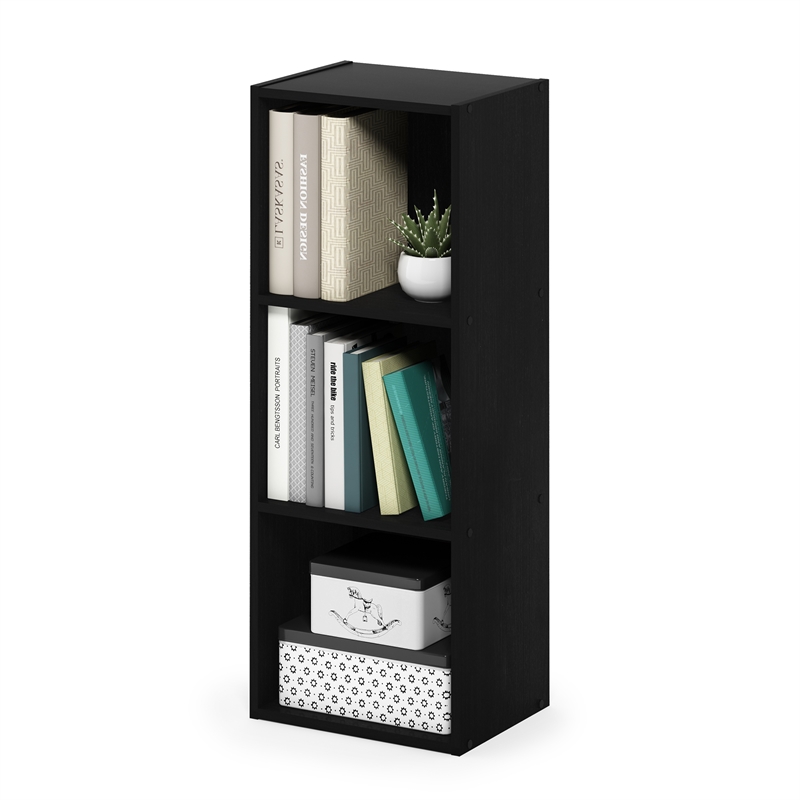 Furinno PASIR 3-Tier No Tool Assembly Open Shelf Bookcase in Blackwood