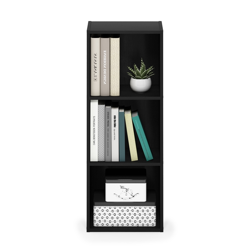 Furinno PASIR 3-Tier No Tool Assembly Open Shelf Bookcase in Blackwood