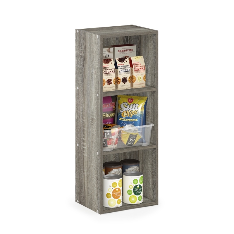 Furinno PASIR 3-Tier No Tool Assembly Open Shelf Bookcase in French Oak