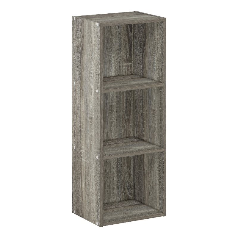 Furinno PASIR 3-Tier No Tool Assembly Open Shelf Bookcase in French Oak