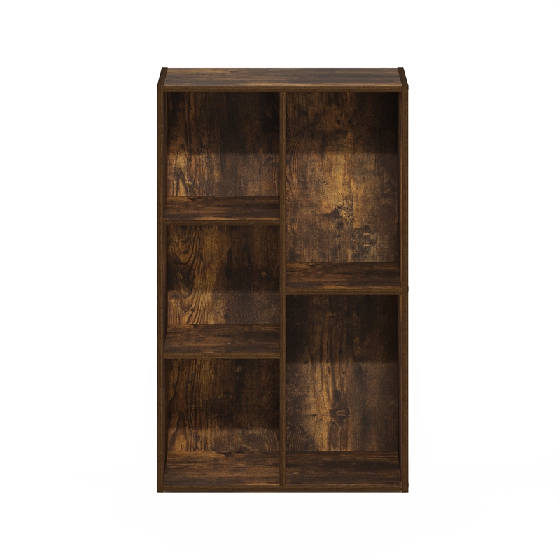 Furinno LUDER 5-Cube No Tool Assembly Open Shelf in Amber Pine