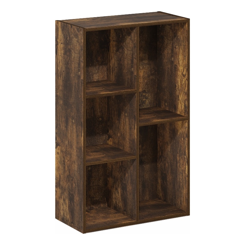 Furinno LUDER 5-Cube No Tool Assembly Open Shelf in Amber Pine