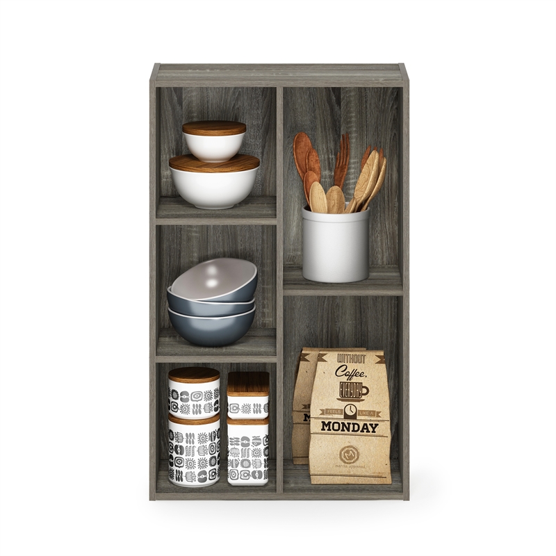 Furinno LUDER 5-Cube No Tool Assembly Open Shelf in French Oak