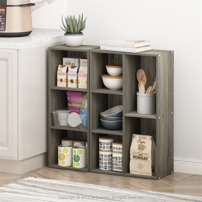 Furinno LUDER 5-Cube No Tool Assembly Open Shelf in French Oak