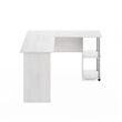 Furinno L-Shape Desk with Stainless Steel Tubes in White Oak