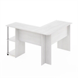 Furinno L-Shape Desk with Stainless Steel Tubes in White Oak