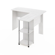 Furinno L-Shape Desk with Stainless Steel Tubes in White Oak