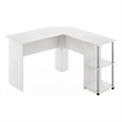 Furinno L-Shape Desk with Stainless Steel Tubes in White Oak