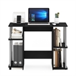 Furinno JAYA Compact Computer Study Desk in Americano in Stainless Steel Tubes