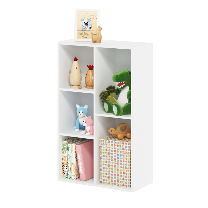 Furinno LUDER 5-Cube No Tool Assembly Open Shelf in White